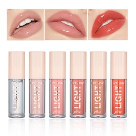 CAHIUYOA Light Lipgloss 6PCS Lip Gloss Set,Nude Pink Lip Gloss Kit Shine Glossy and Moisturizing,Lip Plumping Lip Gloss Pack Bulk Liquid Lipstick for Women Girls-Set A