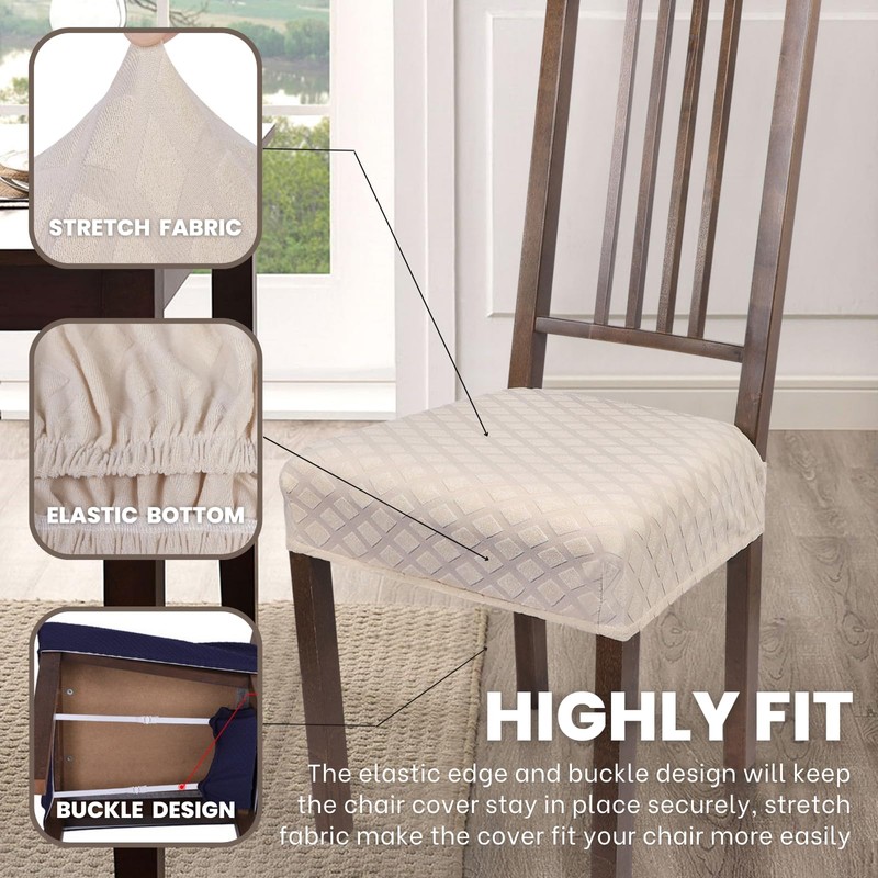 SearchI Stretch Dining Chair Seat Covers Set of 4, Soft