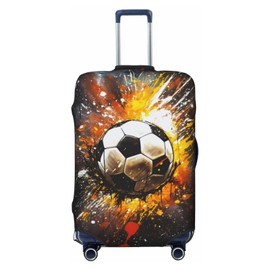 Richugui Realistic Cool Football Pattern Luggage Cover Elastic, Washable Stretch Suitcase Travel Suitcase Protector Anti-Scratch Cover for Kid and Adult (M)