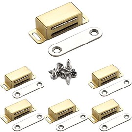 Cabinet Door Catch with Strong Magnetic, 1.2mm Thickness Furniture Latch,Gold(Pack of 6)