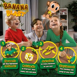 Banana Blast - Pull The Bananas Until The Monkey Jumps Game - Includes a Fun Colorful 24pc Puzzle by Goliath , Green