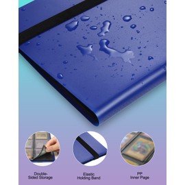 Lictin Trading Cards Album - 396 Side Loading Pocket with Elastic Strap, Card Binder Album Folder Card Collection Binder 22 Pages,18 Pockets Each Page(Blue)