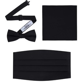 S.H. Churchill & Co. - Juego formal de pajarita y cummerbund de satén para hombre, Negro -, Talla única