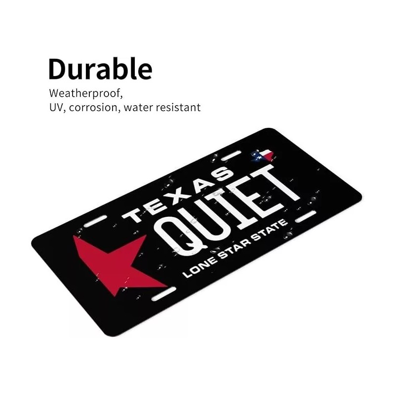 BLVD Quiet Texas License Plate including Hardware Made In USA