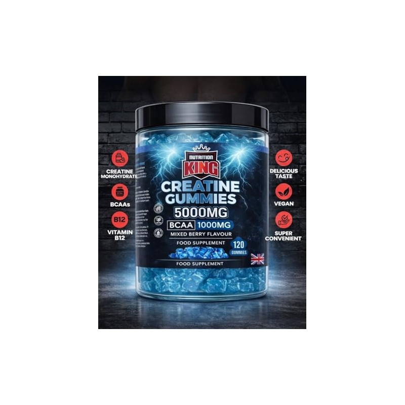 Creatine Gummies 5000mg Per Serving – BCAA 1000mg + Vitamin