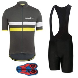 MOXILYN Men's Bike Clothing Set Cycling Jerseys Road Bicycle Shirts Kit + Bib Shorts Quick-Dry Full Zipper Riding Clothes