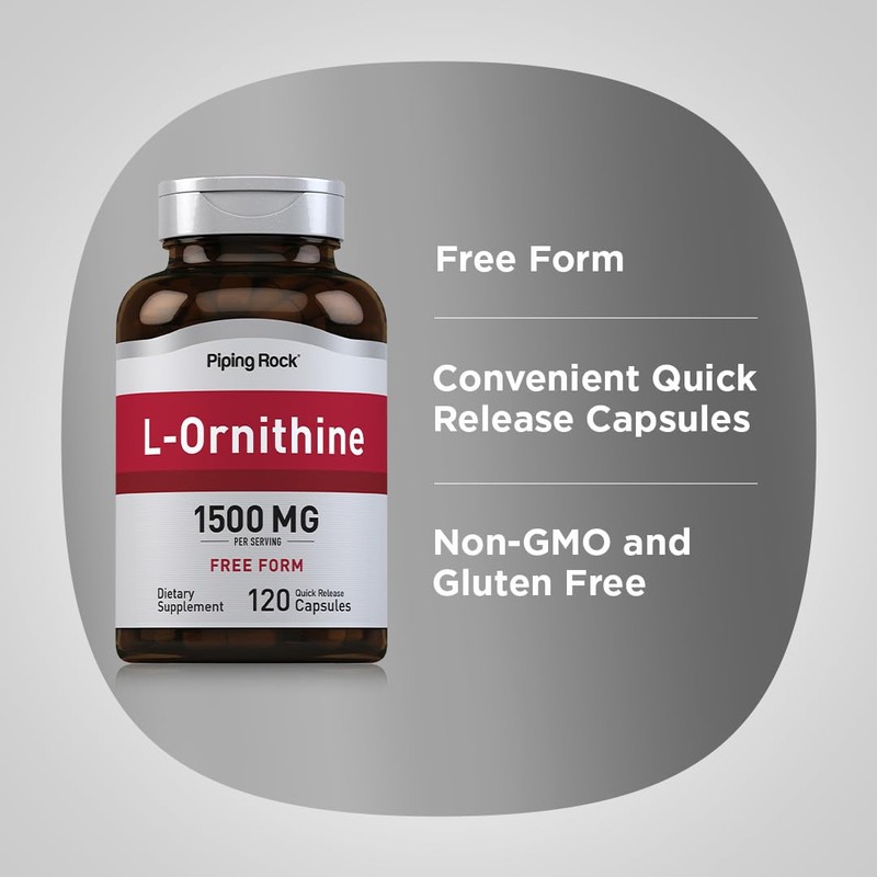 Piping Rock L-Ornithine Supplement | 1500 mg | 120 Capsules