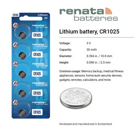 Renata Batteries 10 CR1025 3V Lithium Battery