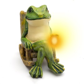 TNSLAND Frog Decoration, Solar Animals for Outdoor Garden with LED, Solar Decoration for Outdoor Garden, Frog Decorative Figures, Garden Frog Garden Decoration, Decorative Frog Garden Figure for