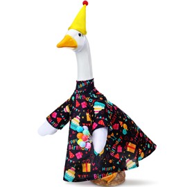 Cutecrop Happy Birthday Goose Outfit Goose Clothes for 23'' High Cement or Plastic Goose Lawn Goose Clothing, Porch Goose Clothes, Lawn Goose Outfit, Garden Goose Costume