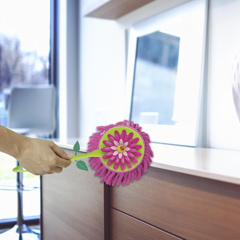 VIGAR Flower Power Microfiber Duster with Comfortable Non-Slip Handle, Detachable