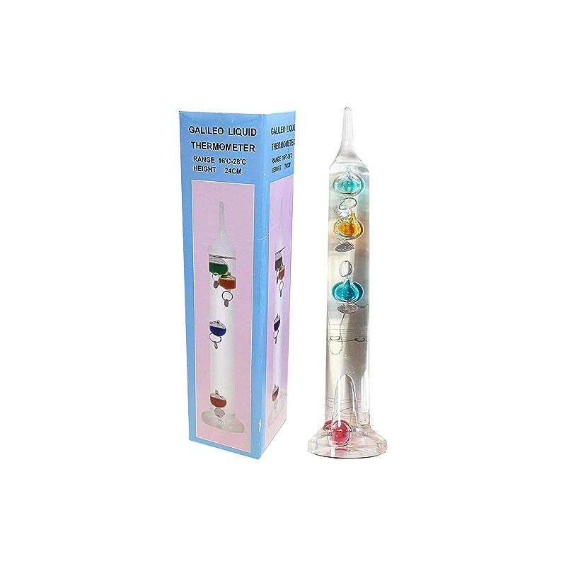 Galileo Glass Thermometer, Multicolor Floating Spheres Balls, Measures Temperatures from