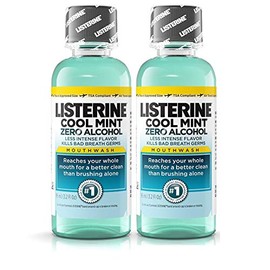 Listerine Cool Mint Zero Alcohol Mouthwash, Travel Size 3.2 Ounces (95ml) - Pack of 2