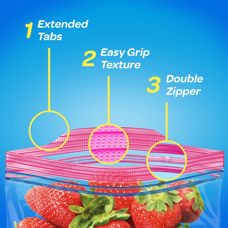 Ziploc Quart Food Storage Bags, Grip 'n Seal Technology for