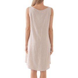 Amazhiyu Women's 100% Linen Sleeveless Shift Dress with Pockets Crew Neck Casual Tank Dress (124#Linen, Medium)