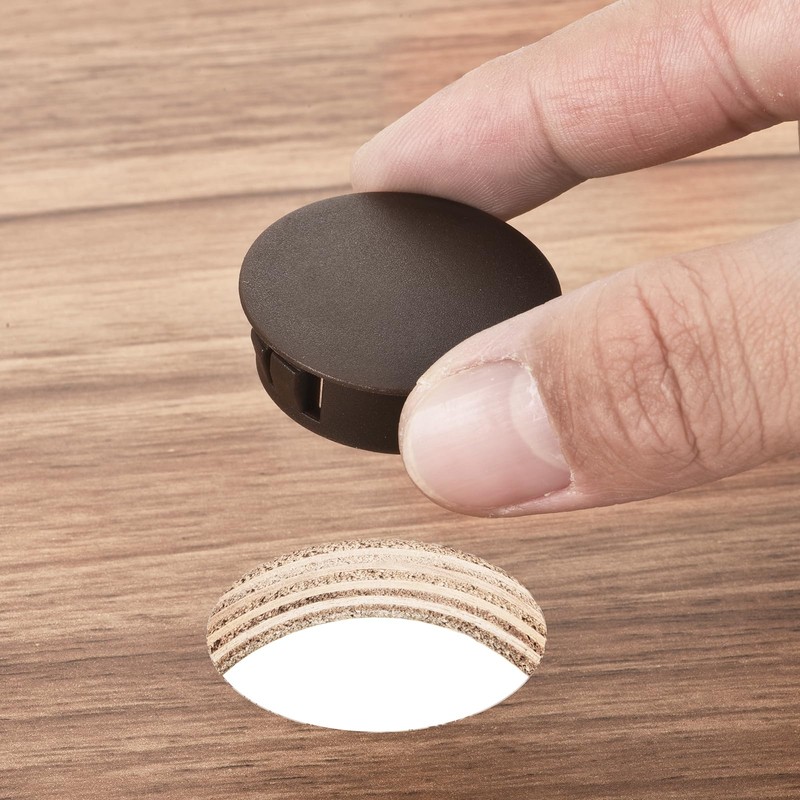 sourcing map 64PCS 10mm(3/8") Brown Plastic Hole Plugs, Flush Type