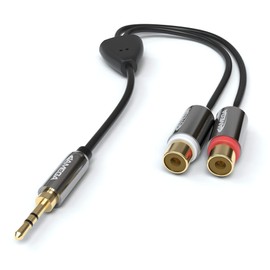 JAMEGA - RCA to Jack Adapter | Aux to RCA 3.5 mm Jack to 2 RCA RCA Female Audio Stereo Jack Adapter Gold-Plated Metal Contact