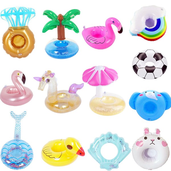 13 Pcs Inflatable Drink Holders Floats,Inflatable Pool Drink Cup Floating