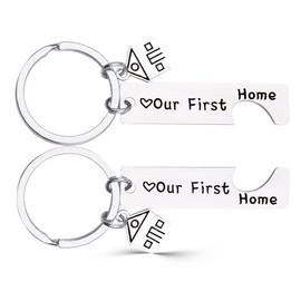 First Home Gifts for Couple Husband Wife Christmas Gifts for Fiancee Fiance Housewarming Gift House Keychain for Boyfriend Girlfriend New Home Gifts for Home Keys Our First Home Keychain 2 Pcs