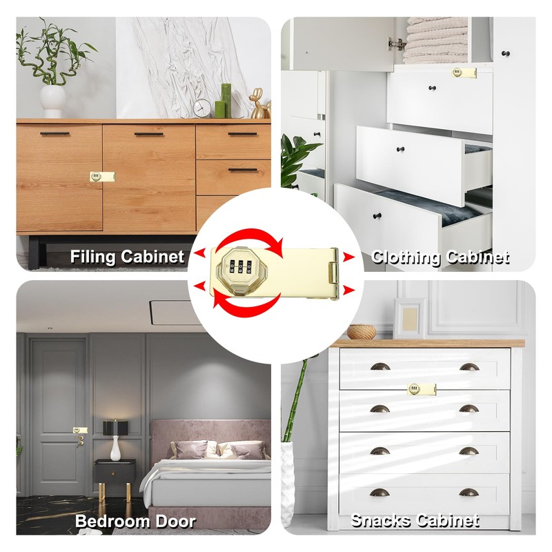 MECCANIXITY Password Rotary Hasp Locks, Mechanical Cabinet Combination Latch Locks