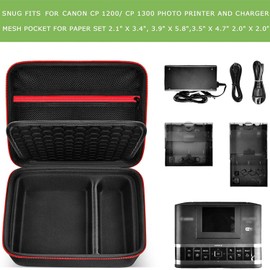 Case Compatible with Canon SELPHY CP1300/ CP1200/ CP1500 Wireless Compact Photo Printer and Color Ink/Paper Set - Organizer Storage Bag Only (Black)