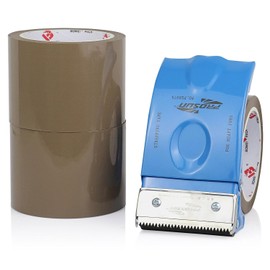 Cinta de embalaje de 3 pulgadas de ancho con dispensador, 2.4 mm x 55 yardas de repuesto de cinta de embalaje resistente para envío, grado industrial, cinta de boxeo urtal fuerte para mudanza, correo