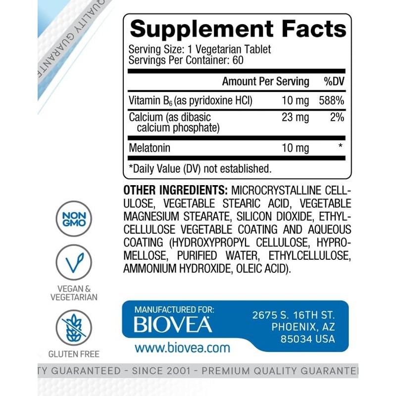 Biovea suplemento para un mejor descanso 60 tabletas de 10mg