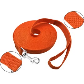 PETGOGO 15ft 20ft 30ft 40ft 50ft Long Dog/Puppy Lead Obedience Recall Training Dog Leashes for Small Medium Dogs Camping, Training, Play, or Backyard (Orange, 1" x 20FT)