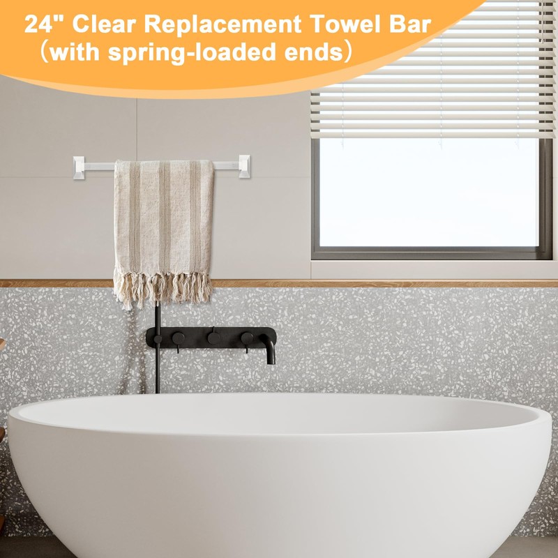 24 Inch Clear Replacement Bathroom Towel Bar ， Towel Bar