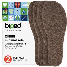 biped minimal sole Zubiri - 2 Pairs of Insoles for Barefoot Shoes - Felt Insoles Made of Real Wool Felt - Fits in Minimal Shoes for Adults and Children (43)
