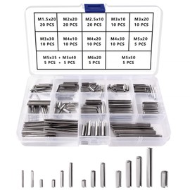 YIXISI 145 PCS 14 Sizes M1.5 / M2 / M2.5 / M3 / M4 / M5 / M6 Roll Pins Assortment Set, 304 Stainless Steel Split Spring Dowel, Tension Roll Pin, for Home Improvement Automotive Repair