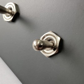 ARUASTUDIO Retro Interior Light Switch ON-Off Set, Switch Plate, Toggle Switch 15A, 250V, AC, 2Pin (Black 002 Silver)