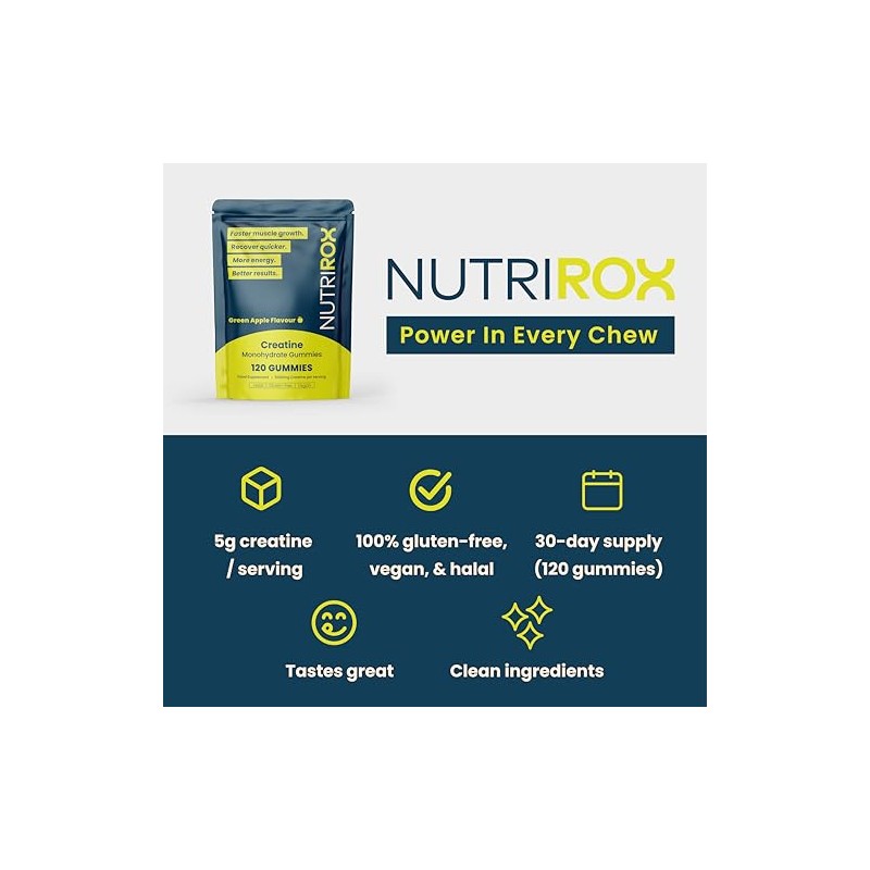 Creatine Gummies - 5000mg Creatine Monohydrate - Green Apple Flavour