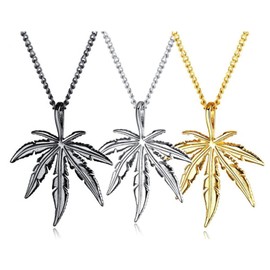 3 Pcs Maple Leaf Necklaces for Men Gold Maple Leaf Pendant Necklace Sliver Maple Leaves Necklace Minimalist Leaf Necklaces Plants Jewelry Gifts (3pcs-silver gold black)