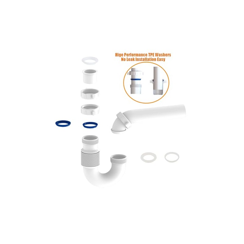 Flexible P Trap for Bathroom Sink, Flex Drain Pipe for