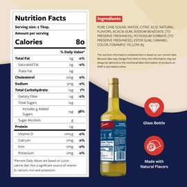 Torani Lemon Syrup for Drinks, Flavoring for Iced Tea, Sodas, and Cocktails, Glass Bottle with Pump Included, 25.4 Fl Oz