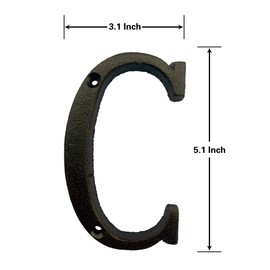 BetLight 5.1 Inch High Cast Iron House Letter, Solid Home Address Letter, Elegant Black Brown Finished, Matching Perfect with 5.5 Inch House Numbers, Letter C