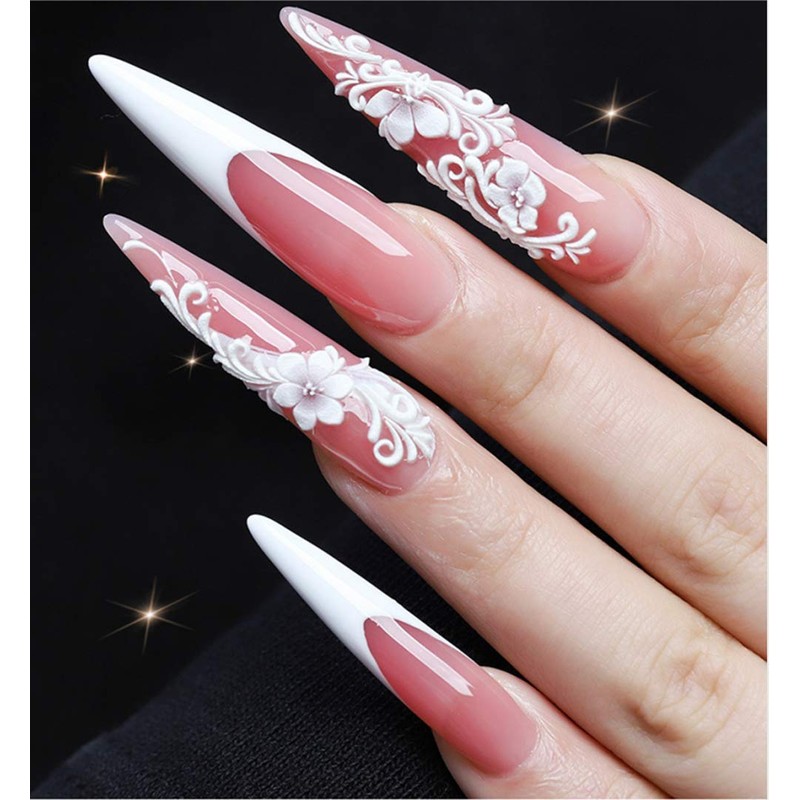 YIMART 500pcs Acrylic Medium Long Stiletto Nail Tips Easy Coffin