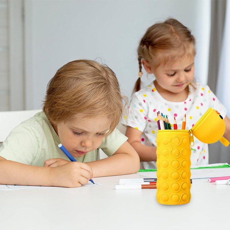 Glamifyr 2-in-1 Schulmäppchen aus Weichem Silikon - Duck, Silikon Federmäppchen