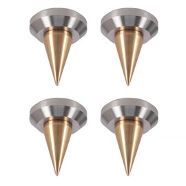 PrecisionGeek - Speaker Spikes Top with Speakers Spikes, Top Chamfered shape 40mm diameter, Stainless Steel, Spikes Cones, Solid Brass 20mm diameter for HiFi System, Cabinets, Soundbars