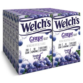 SINGLES TO GO! Welch's Singles To Go Water Drink Mix - Grape Powder Stick Packets (12 Boxes with 6 Packets Each - 72 Total Servings)