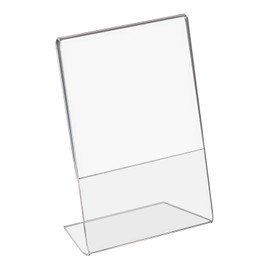 HMF 46952 Acrylic Table Stand Oblique DIN A6 Portrait and Landscape Format Crystal Clear