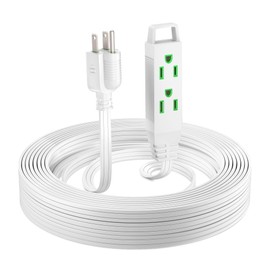 Maximm 25ft Extension Cord, 16 Gauge, Space-Saving Flat Wire Design, 125V, 13A, 1625W, Grounded 3-Prong, ETL Listed, White
