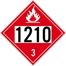 NMC DL200BP 1210 CLASS 3 FLAMMABLE LIQUID Placard - 10.75 in. Adhesive Vinyl Dot Placard Sign with White/Black Text on Red/White Base