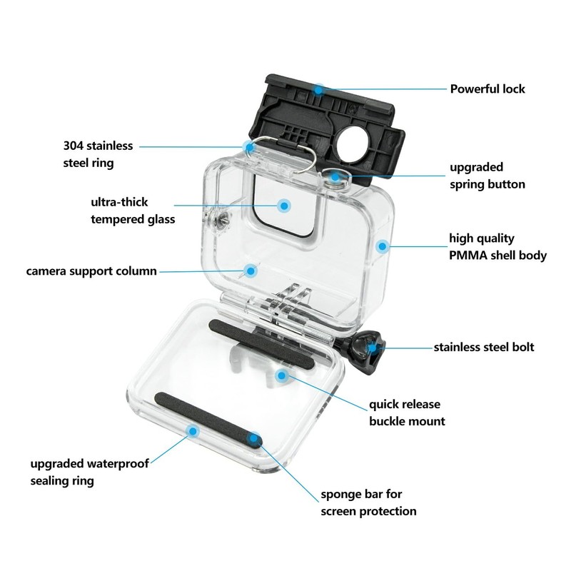 Suptig Waterproof Case Protective Housing Compatible For GoPro Hero 8