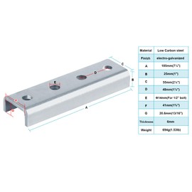 eoere 2 PCS U Shaped Splice Fittings Strut Connector Bracket External Channel Coupler, Fit 13/16" Strut Channel, Steel Electrogalvanized, 3 Gauge