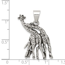 Solid 925 Sterling Silver Vintage Antiqued Giraffes Pendant Charm