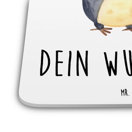 Mr. & Mrs. Panda 6er Set Personalisiertes Untersetzer Set Pinguin umarmen - Personalisierte Geschenke, Liebesbeweis, Liebesgeschenk, Paar, Liebe,