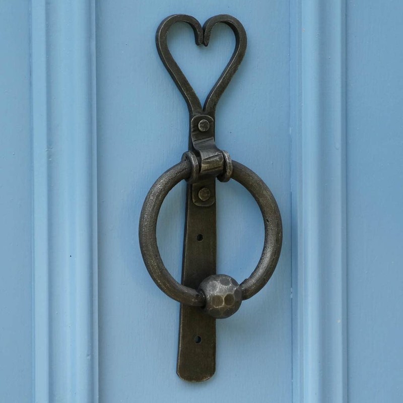 Door Knocker Heart Shaped Black Cast Iron Ring Door Knocker