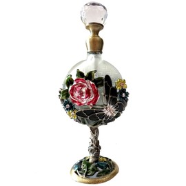 JFYSJ Vintage Crystal Perfume Bottle Empty Refillable Decorative Tulip Flower Style Fancy Glass Perfume Bottle Gift for Girl (clear)